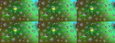 Yeşil renkli çiçekler. Yumuşak, bahar çiçekli arka plan. Raster çiçek desenli ve çiçekli..