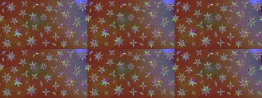 Kahverengi renkli etnik çiçeklerin olduğu zarif bir eskiz modeli. Asya Tekstil 'inde Raster Çiçek İllüstrasyonu.