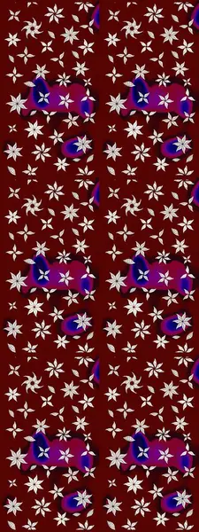 Kırmızı renkte çiçekler. Kumaş desenli papatya çiçekleri ayrıntıları.