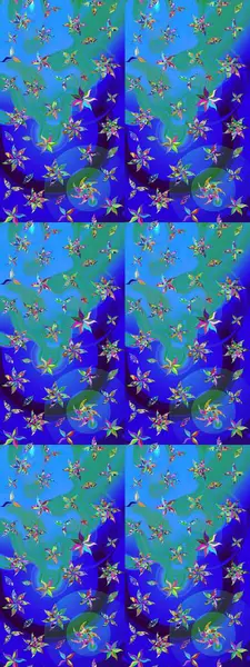 Düz Çiçek Elementleri Tasarımı. Renkli Yaz Temalı eskiz kalıbı. Mavi renkli çiçekler. Raster illüstrasyonunda çiçek deseni çizimi.