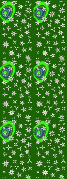 Şirin karalamalı çiçek desenli çizim. El yapımı çiçek ve bitki koleksiyonu. Raster illüstrasyonu. Eskiz stili yeşil renkler. Raster illüstrasyonu.