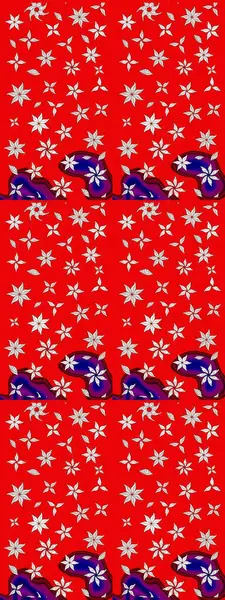 Renkli Bahar Teması eskiz kalıbı. Raster illüstrasyonundaki çiçek desenli çizim. Kırmızı renkte çiçekler. Düz Çiçek Elementleri Tasarımı.