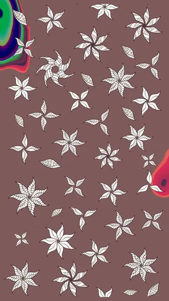 Çiçekli güzel suluboya desen. Raster illüstrasyonu. Kahverengi renklerde.