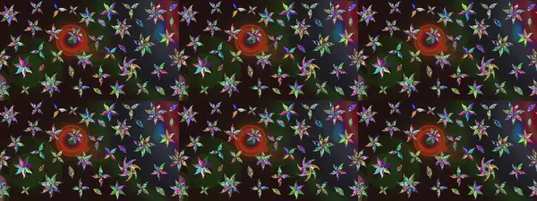 Küçük çiçekte güzel bir desen. Moda baskıları için zarif bir şablon. Küçük renkli çiçekler. Çiçekli bahar çiçekleri. Motley illüstrasyonu.