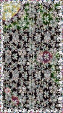 Renkli Bahar Temalı Kusursuz Arkaplan. Düz Çiçek Elementleri Tasarımı. Raster illüstrasyonu. Şirin çiçek elementleri. Kusursuz desenli. Moda desenli..