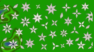 Elle çizilmiş sonbahar çiçeği deseni. Renkli yeşil çizim kalıbı. Doodle tarzı. Tekstil ve kapak tasarımı için mükemmel. Yeşil renkte çiçekler.