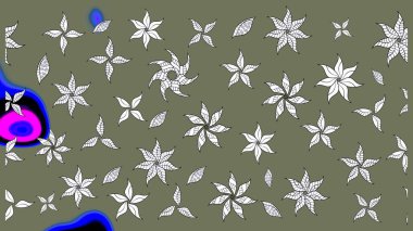 Şirin çiçek elementleri. Raster illüstrasyonu. Taslak desenli, modaya uygun kumaş deseni. Renkli Bahar Teması eskiz kalıbı. Düz Çiçek Elementleri Tasarımı.