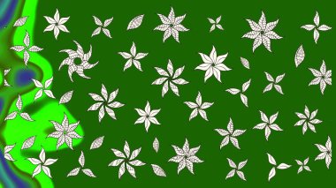 Çiçekli karalama şeklinde Raster çiçek deseni. Nazik, narin çiçek arkaplanı. Yeşil renkte çiçekler.