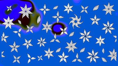 Çiçekli eskiz deseni. Suluboya çizimi. El çizimi. Mavi renkte çiçekler.