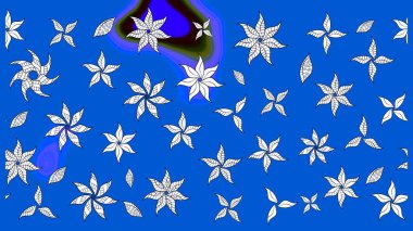 Sevimli çiçek raster deseni. Mavi renkli çiçekler. Renkli Bahar Teması eskiz kalıbı. Düz Çiçek Elementleri Tasarımı.