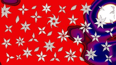 Çiçek desenli raster, kırmızı çizgi grafik desenli soyut raster arkaplan. Modern stil dokusu.