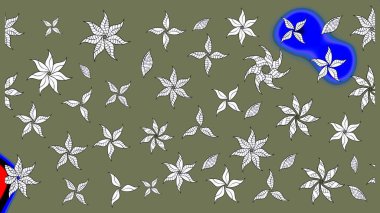 Sevimli çiçek raster deseni. Yeşil renkli çiçekler. Renkli Yaz Temalı eskiz kalıbı. Düz Çiçek Elementleri Tasarımı.