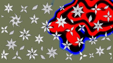 Çiçekli çiçek deseni, suluboya. Yeşil renkli çiçekler. Renkli Bahar Teması eskiz kalıbı. Düz Çiçek Elementleri Tasarımı. Raster illüstrasyonu.