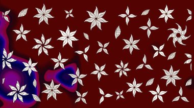 Çiçekler. Soyut etnik raster çizim kalıbı. Vadinin çiçekleri kırmızı renklerde.