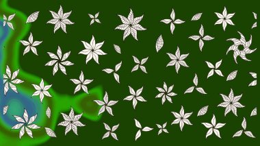 Yeşil renkler üzerine çiçek desenli çizimler, el yapımı papatyalar, papatyalar. Tekrarlayan çiçek arkaplanı, zarif yeşil çiçek duvar kağıdı.