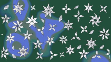 Çiçekli karalama şeklinde Raster çiçek deseni. Yumuşak, bahar çiçekli arka plan. Yeşil renkte çiçekler.