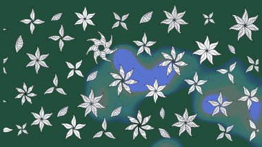 Sevimli çiçek raster deseni. Yeşil renkli çiçekler. Sketch Colour Spring Theme eskiz kalıbı. Düz Çiçek Elementleri Tasarımı.