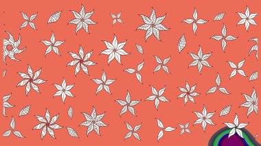 Çiçekli karalama şeklinde Raster çiçek deseni. Nazik, narin çiçek arkaplanı. Turuncu renkte çiçekler.