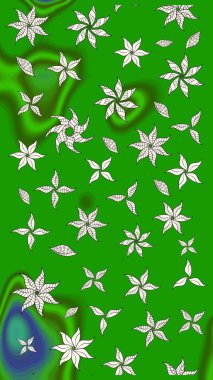 Çiçekli çiçek deseni, suluboya. Yeşil renkli çiçekler. Düz Çiçek Elementleri Tasarımı. Raster illüstrasyonu. Renkli Bahar Teması çizim şablonu.