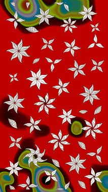 Kırmızı renkte çiçekler. Raster illüstrasyonu. Şirin çiçek elementleri. Çizim.