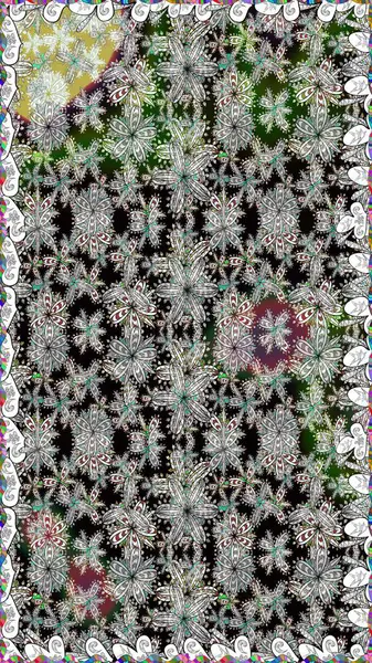 Renkli Bahar Temalı Kusursuz Arkaplan. Düz Çiçek Elementleri Tasarımı. Raster illüstrasyonu. Şirin çiçek elementleri. Kusursuz desenli. Moda desenli..