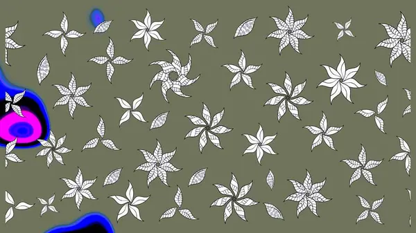 Şirin çiçek elementleri. Raster illüstrasyonu. Taslak desenli, modaya uygun kumaş deseni. Renkli Bahar Teması eskiz kalıbı. Düz Çiçek Elementleri Tasarımı.