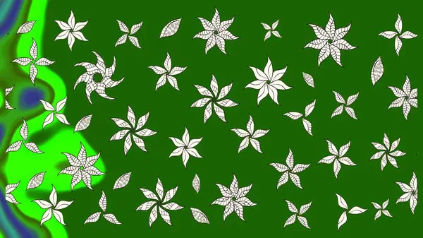 Çiçekli karalama şeklinde Raster çiçek deseni. Nazik, narin çiçek arkaplanı. Yeşil renkte çiçekler.