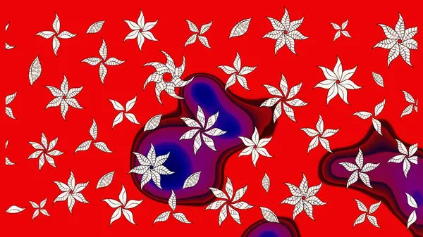 Klasik çiçekler. El çizimi, soyut ve süslü elementler. Yaz çiçekleri teması. Kırmızı renkler. Suluboya resim taklit Raster illüstrasyonu.