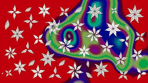 Soyut çiçek çizim kalıbı arka planı. Raster deseni. Raster illüstrasyonu. Kırmızı renklerde. Küçük çiçekte sevimli çiçek deseni var..