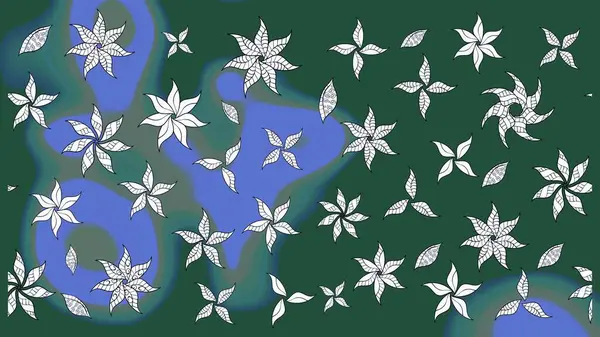 Çiçekli karalama şeklinde Raster çiçek deseni. Yumuşak, bahar çiçekli arka plan. Yeşil renkte çiçekler.