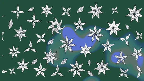 Sevimli çiçek raster deseni. Yeşil renkli çiçekler. Sketch Colour Spring Theme eskiz kalıbı. Düz Çiçek Elementleri Tasarımı.