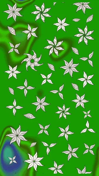 Çiçekli çiçek deseni, suluboya. Yeşil renkli çiçekler. Düz Çiçek Elementleri Tasarımı. Raster illüstrasyonu. Renkli Bahar Teması çizim şablonu.