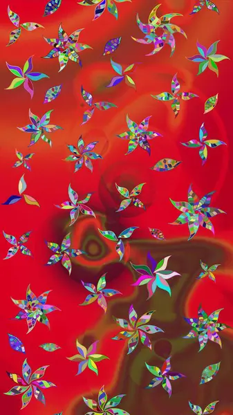 Raster deseni. Sanat, çiçeklere ilham veriyor ve arka planda bırakıyor. Karalama çiçekleri çizim kalıbı. Kırmızı el çizimi desen.