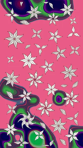 Pembe renklerde. Raster illüstrasyonu. 3D çiçekler, çizim.