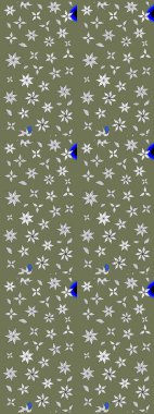 Çiçek buketleriyle klasik bir eskiz şekli. Yeşil renklerde. Raster illüstrasyonu.