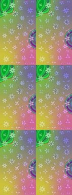 Tarafsız renklerde bahar çiçekleri. Raster deseni. Raster illüstrasyonu. Patlayan çiçekler soyut yerleştirilmiş.