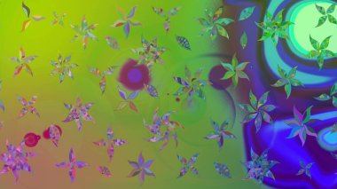 Yeşil renkli çiçekler. Çiçekli karalama şeklinde Raster çiçek deseni. Nazik, narin çiçek arkaplanı.