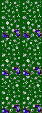 Yeşil renkli yeşil papatya deseni. Raster illüstrasyonu. Yeşil renklerde.