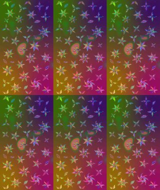 Çiçekler suluboya eskiz deseni. Raster Stili kumaş deseni.