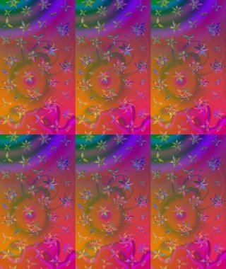 Raster deseni. Bahar çiçekleriyle desen dalla, kahverengi renklerle çiçek siluetiyle.