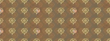 Kusursuz altın desen. Raster oryantal süs. Kahverengi, bej ve turuncu renklerde altın desenli altın elementler.
