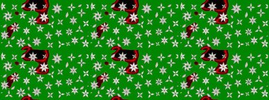 Raster illüstrasyonu. Raster illüstrasyonundaki çiçek desenli çizim. Güzel kumaş deseni. Yeşil renklerde.