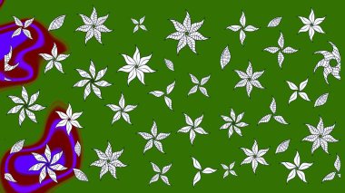 Çizim çiçek deseni duvar kâğıdı olarak kullanılabilir. Yeşil renkli çiçekler. Raster illüstrasyonu.