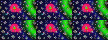 Raster illüstrasyonu. Tony 'nin kumaş kalıbını çiz. Modaya uygun kumaş deseni. Küçük çiçekte sevimli çiçek deseni var..