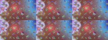 Küçük çiçekteki sevimli çiçek deseni. Bir sürü kahverengi ve soyut çiçekli tropik eskiz deseni. Varicolobrown Raster çizimi.