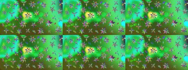 Raster illüstrasyonu. Yeşil renklerde. Çiçek buketleriyle klasik tarzda eskiz deseni.