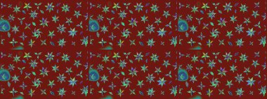 Çiçekli bahar çiçekleri. Motley illüstrasyonu. Küçük renkli çiçekler. Küçük çiçekte güzel bir desen. Moda baskıları için zarif bir şablon.