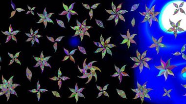 Parlak renkli çiçekli ve siyah yapraklı harika bir çiçek deseni. Modern çiçek arkaplanı. Halk tarzı. Moda baskıları için zarif bir şablon.