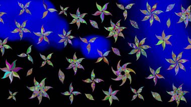 Raster Güzel kumaş deseni. Raster suluboya deseni, narin çiçekler, siyah çiçekler, tebrik kartı şablonu..