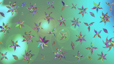 Yeşil kıvırcık çiçekler yeşil renkte şekillenir. Klasik çiçek tasarımı elementleri. Raster illüstrasyonu.